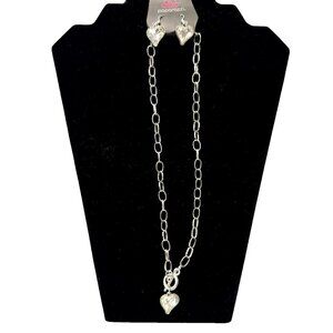 Rhinestone & Silver Gunmetal Lot of Necklace & 2 Pair of Earrings NEW